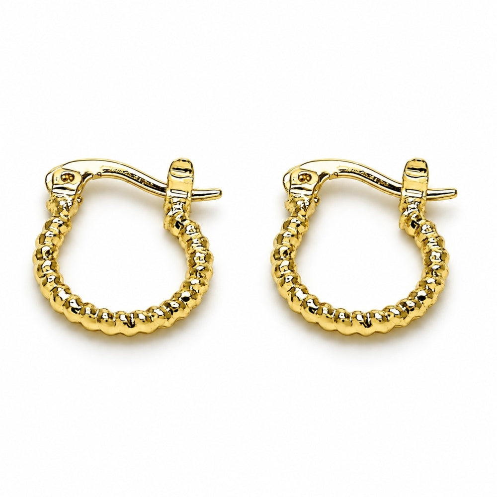 Oro Laminado Small Hoop, Gold Filled Style Diamond Cutting Finish, Golden Finish