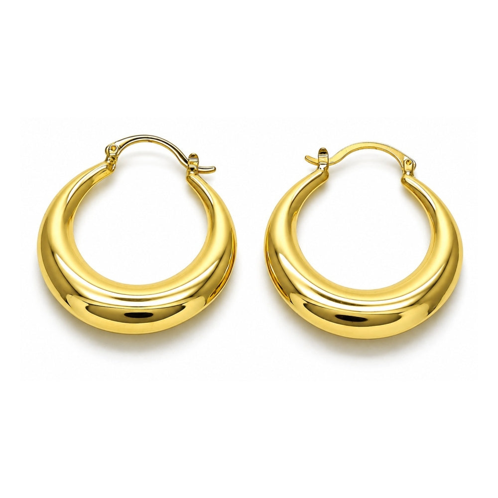 Oro Laminado Medium Hoop, Gold Filled Style Hollow Design, Polished, Golden Finish