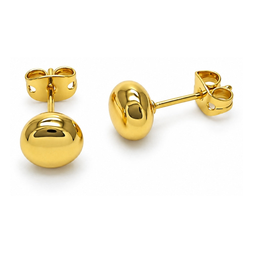 Oro Laminado Stud Earring, Gold Filled Style Ball and Hollow Design, Polished, Golden Finish
