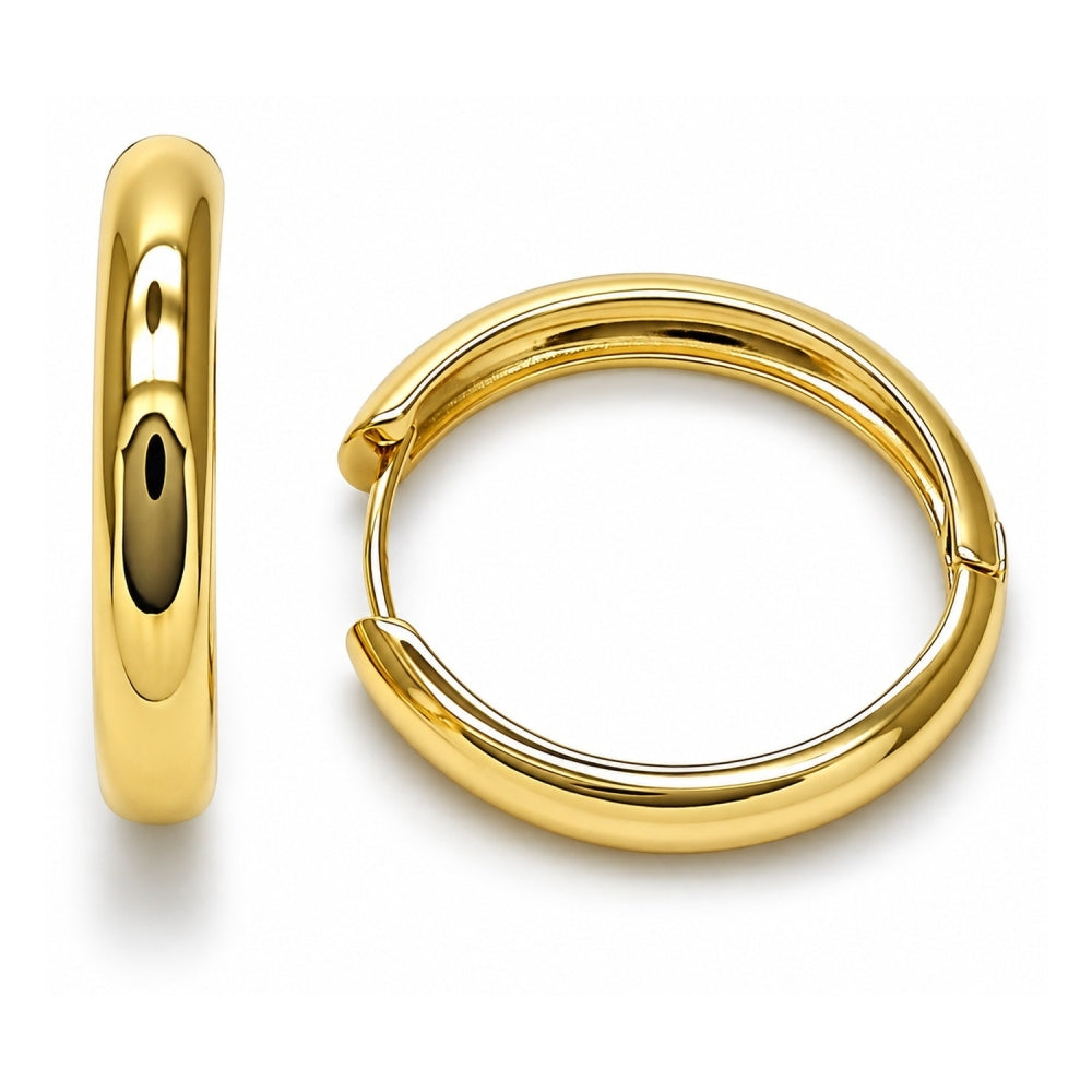 Oro Laminado Huggie Hoop, Gold Filled Style Polished, Golden Finish