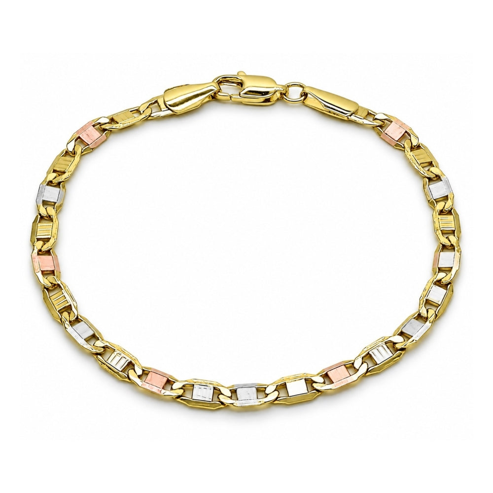 Oro Laminado Basic Bracelet, Gold Filled Style Mariner Design, Polished, Tricolor