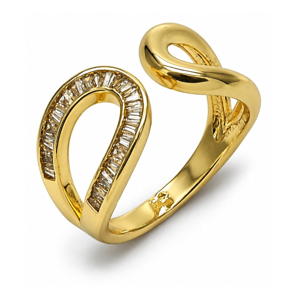 Oro Laminado Multi Stone Ring, Gold Filled Style Baguette and Teardrop Design, with White Cubic Zirconia, Polished, Golden Finish