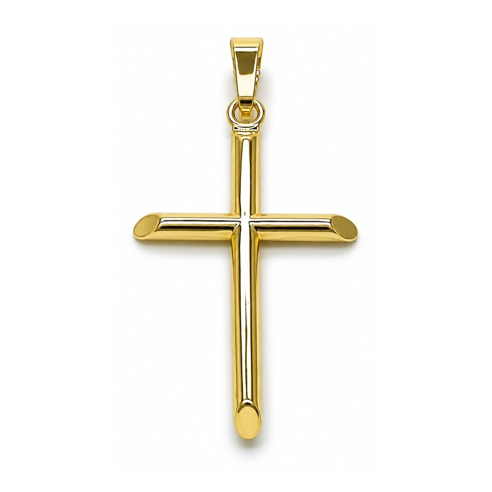 Oro Laminado Religious Pendant, Gold Filled Style Cross Design, Polished, Golden Finish