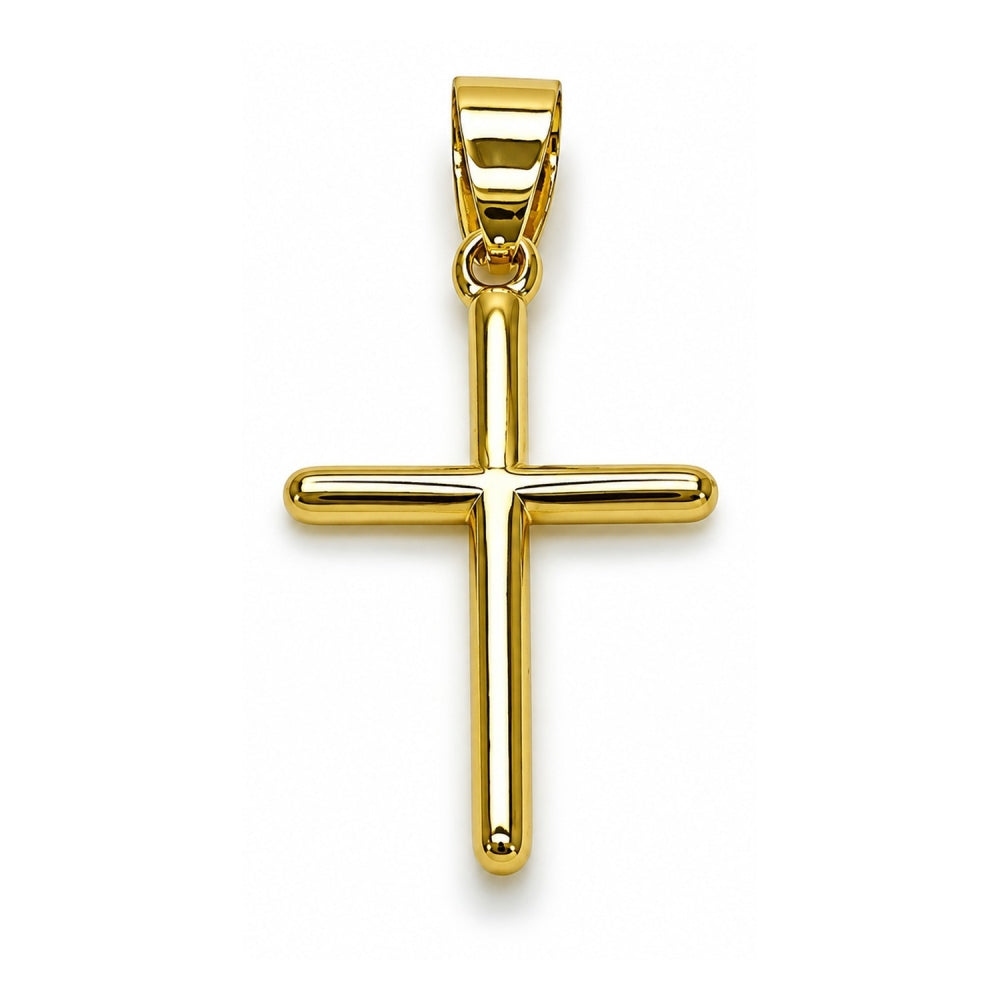 Oro Laminado Religious Pendant, Gold Filled Style Cross Design, Polished, Golden Finish