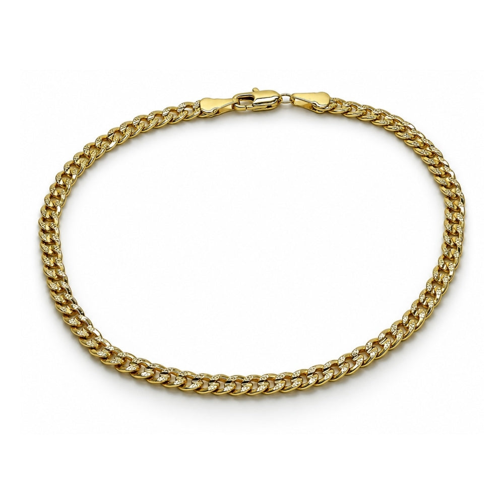 Oro Laminado Basic Anklet, Gold Filled Style Concave Cuban Design, Polished, Golden Finish