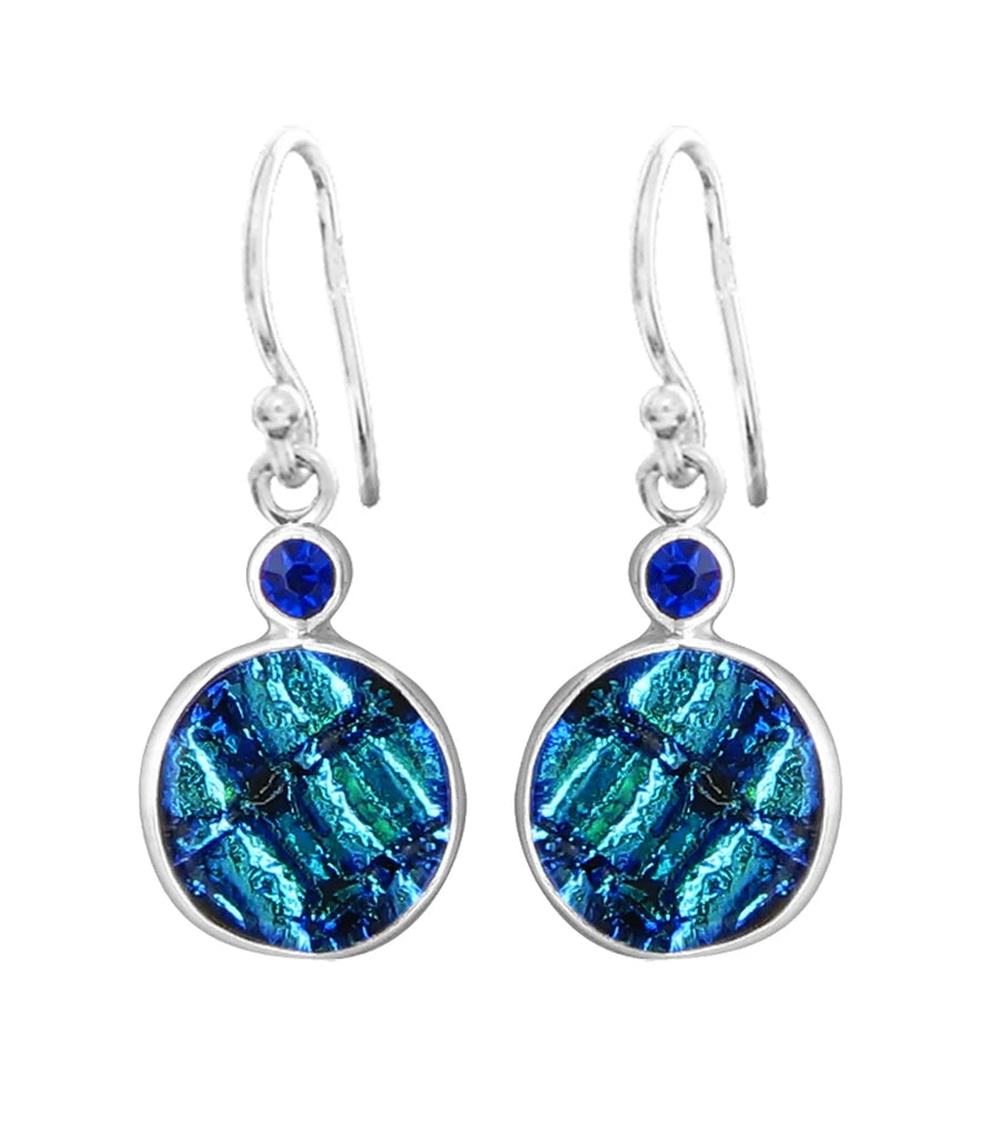Sterling Silver Dichroic Glass Handmade Hook Earrings
