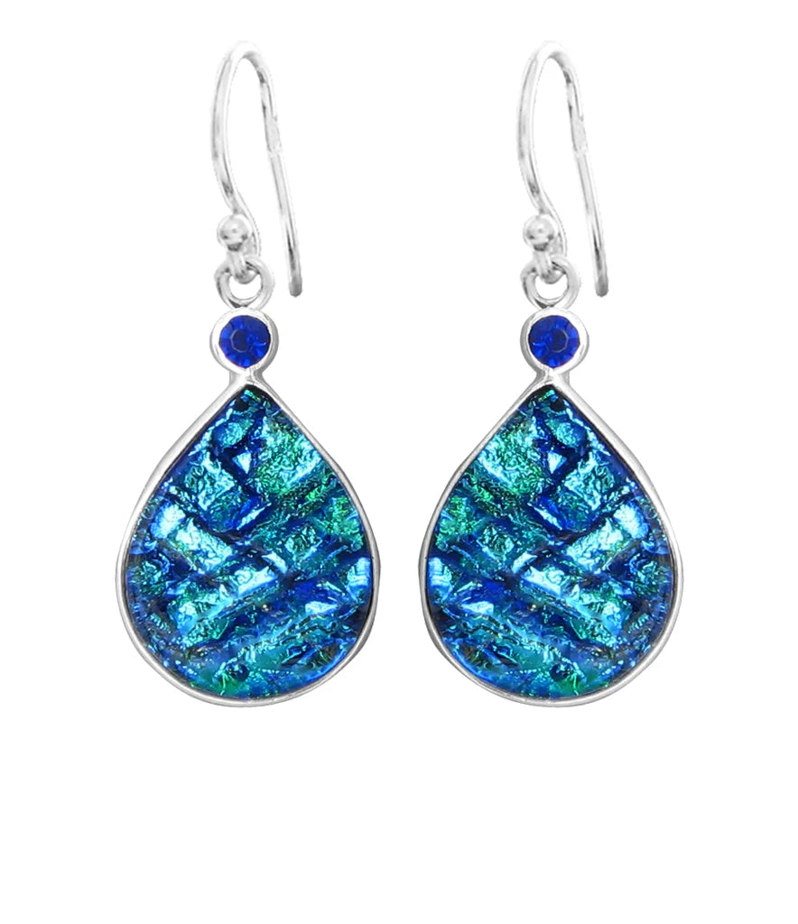 Sterling Silver Dichroic Glass Handmade Hook Earrings