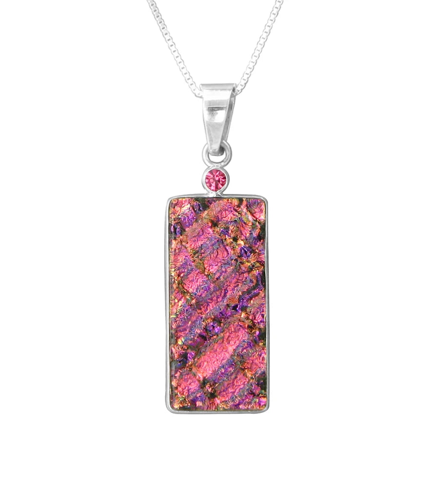Sterling Silver Dichroic Glass Handmade Hook Pendant (No Chain)