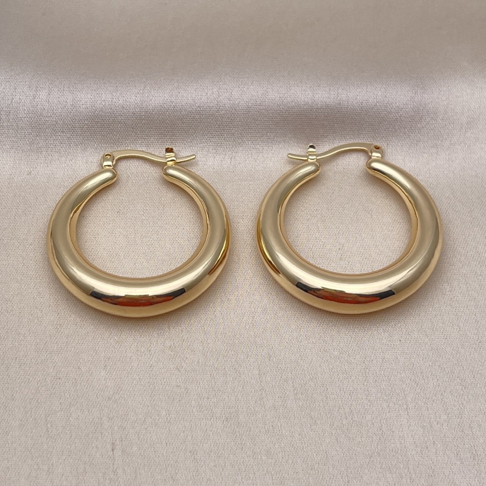 Oro Laminado Medium Hoop, Gold Filled Style Hollow Design, Polished, Golden Finish