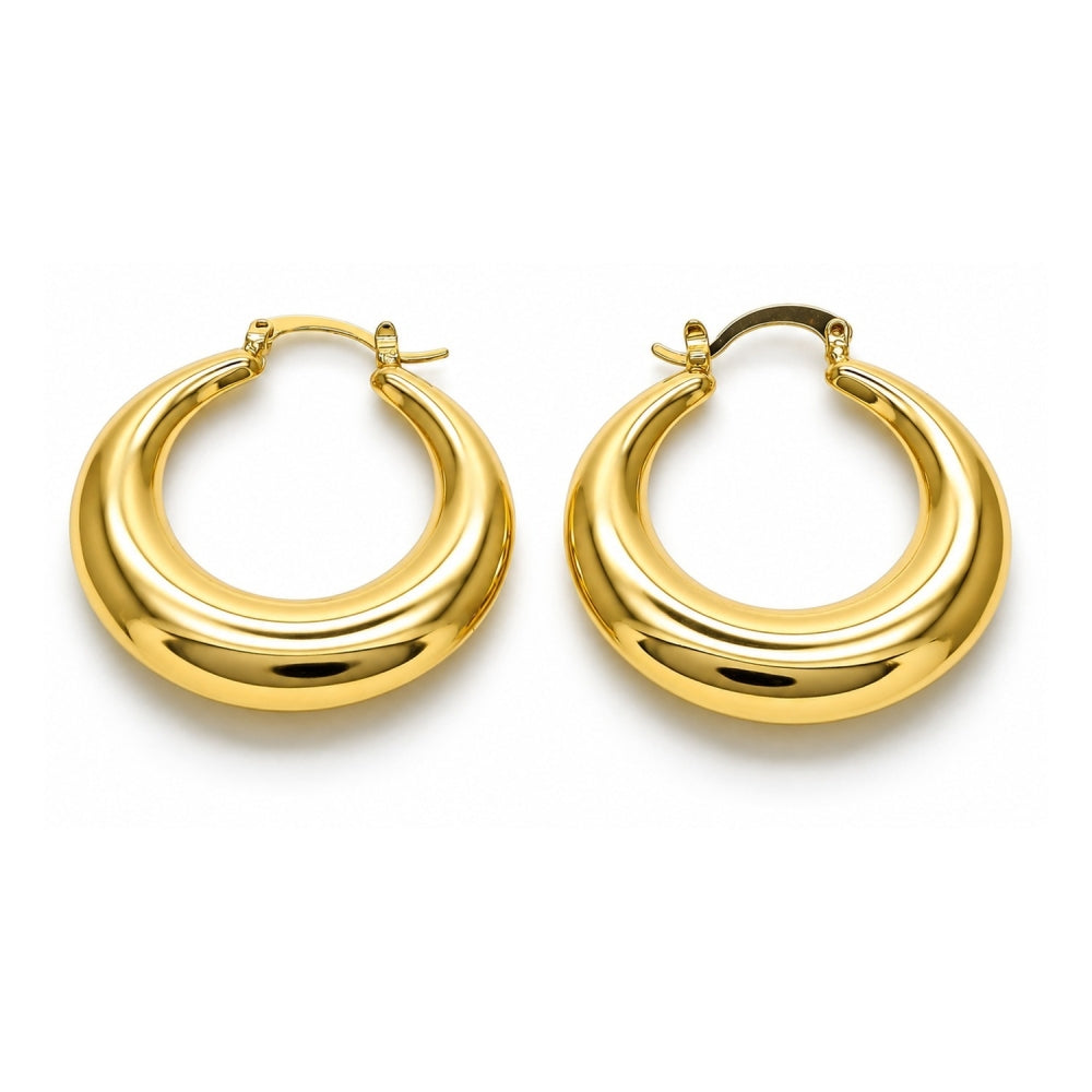 Oro Laminado Medium Hoop, Gold Filled Style Hollow Design, Polished, Golden Finish
