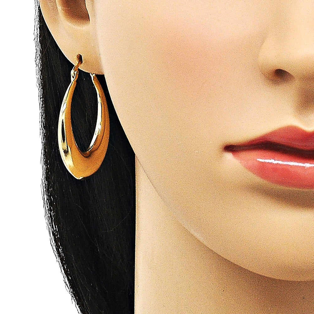 Oro Laminado Medium Hoop, Gold Filled Style Hollow Design, Polished, Golden Finish