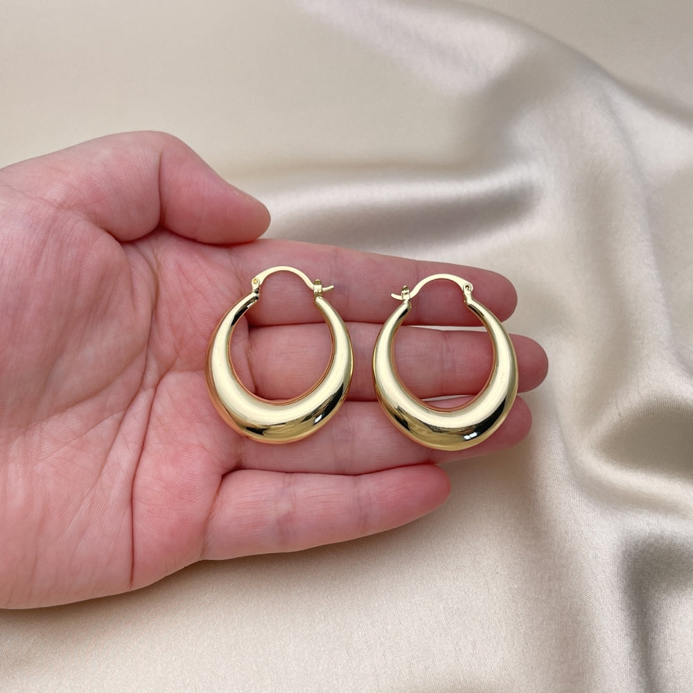 Oro Laminado Medium Hoop, Gold Filled Style Hollow Design, Polished, Golden Finish