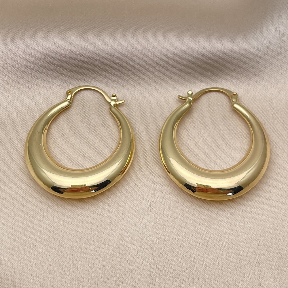 Oro Laminado Medium Hoop, Gold Filled Style Hollow Design, Polished, Golden Finish
