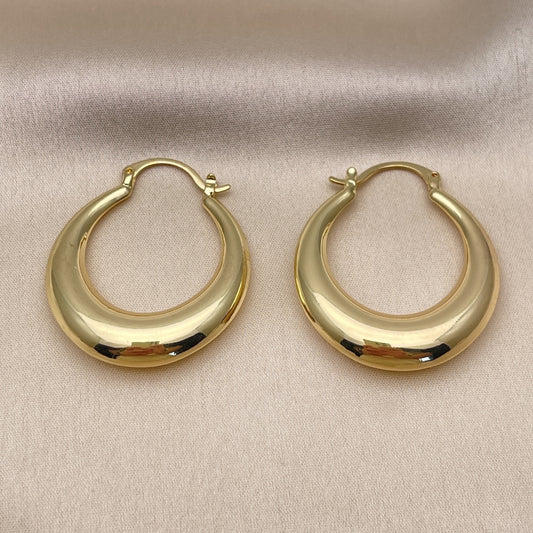 Oro Laminado Medium Hoop, Gold Filled Style Hollow Design, Polished, Golden Finish