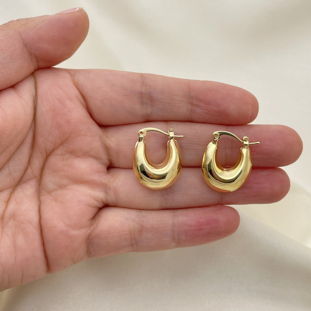 Oro Laminado Small Hoop, Gold Filled Style Hollow Design, Polished, Golden Finish
