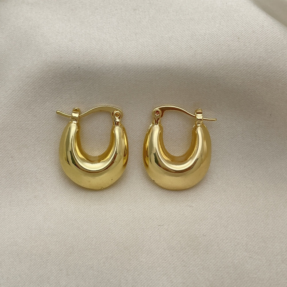 Oro Laminado Small Hoop, Gold Filled Style Hollow Design, Polished, Golden Finish