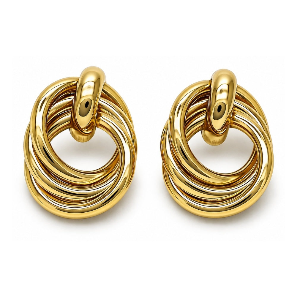 Oro Laminado Stud Earring, Gold Filled Style Polished, Golden Finish