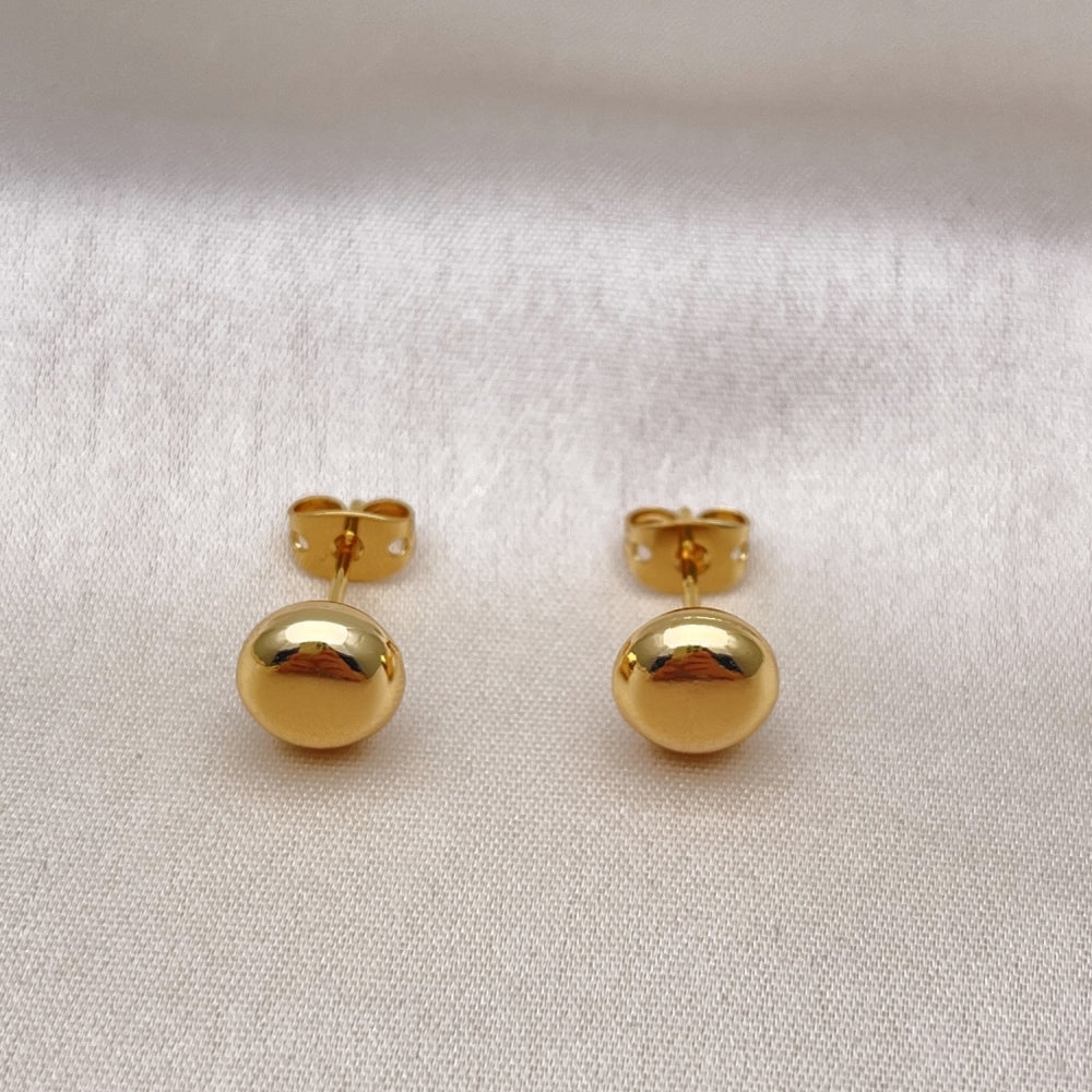 Oro Laminado Stud Earring, Gold Filled Style Ball and Hollow Design, Polished, Golden Finish