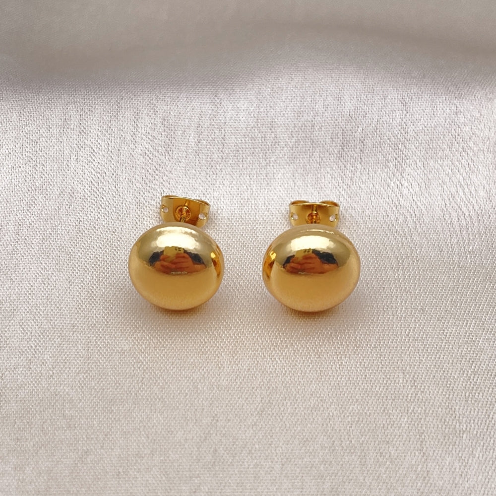 Oro Laminado Stud Earring, Gold Filled Style Ball and Hollow Design, Polished, Golden Finish