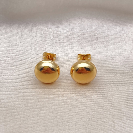 Oro Laminado Stud Earring, Gold Filled Style Ball and Hollow Design, Polished, Golden Finish