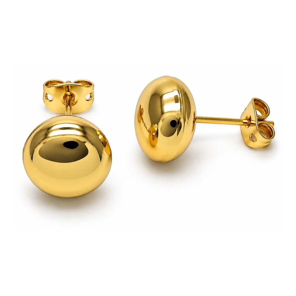 Oro Laminado Stud Earring, Gold Filled Style Ball and Hollow Design, Polished, Golden Finish