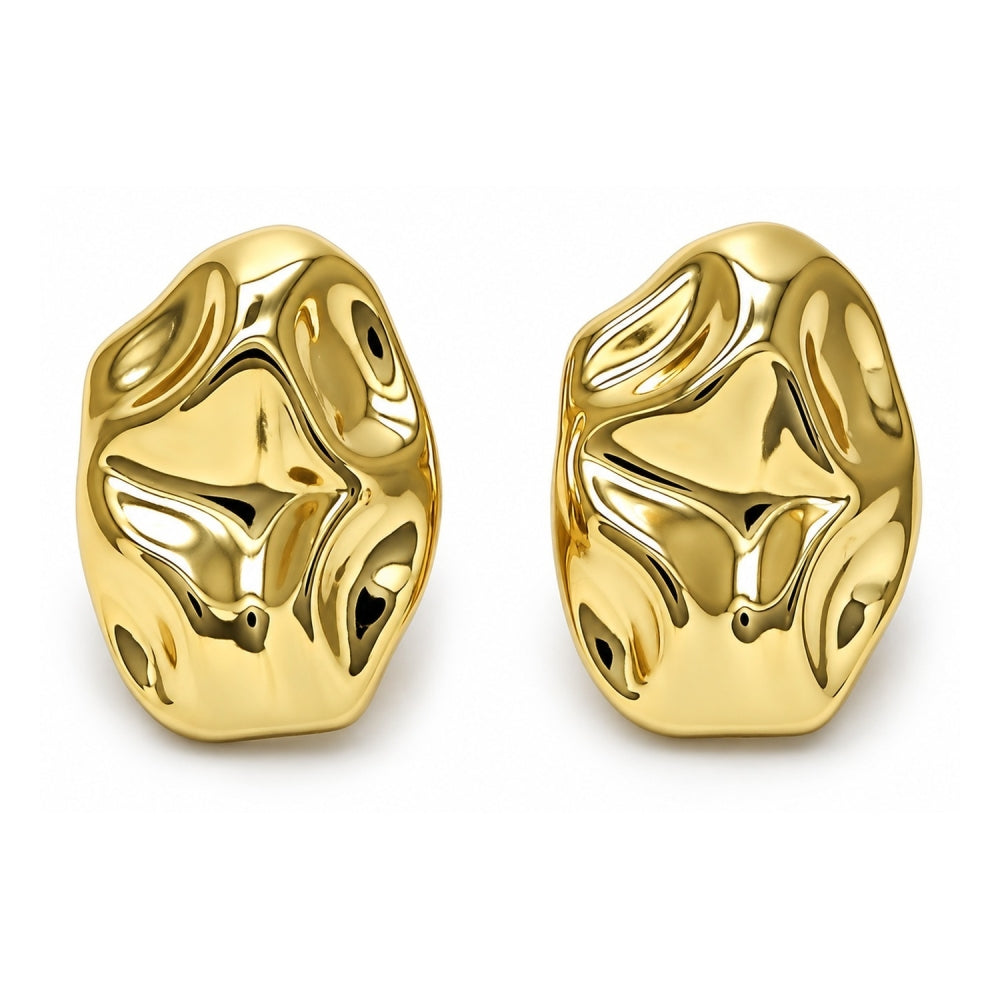 Oro Laminado Stud Earring, Gold Filled Style Polished, Golden Finish