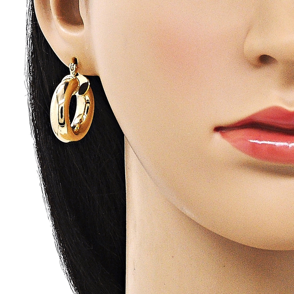 Oro Laminado Small Hoop, Gold Filled Style Hollow Design, Polished, Golden Finish