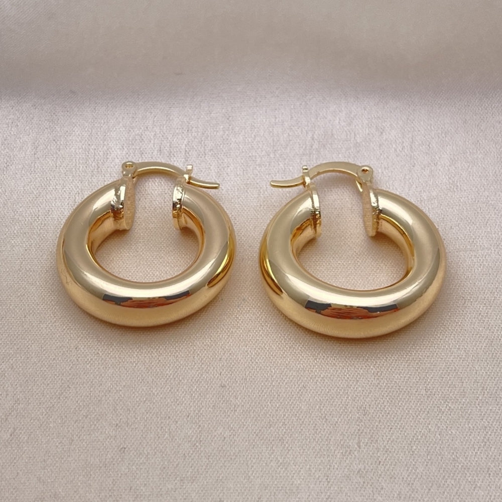 Oro Laminado Small Hoop, Gold Filled Style Hollow Design, Polished, Golden Finish