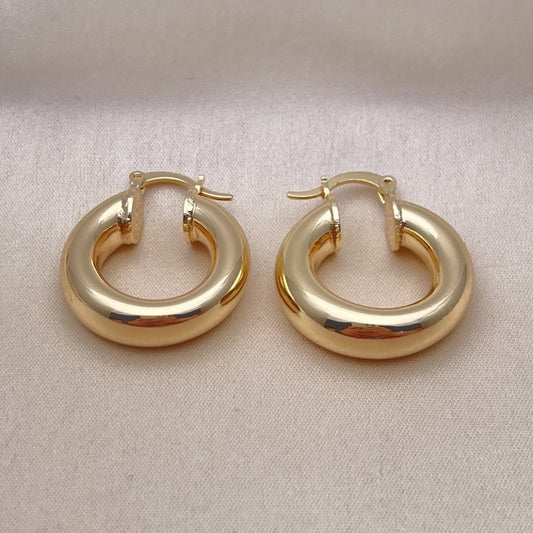Oro Laminado Small Hoop, Gold Filled Style Hollow Design, Polished, Golden Finish