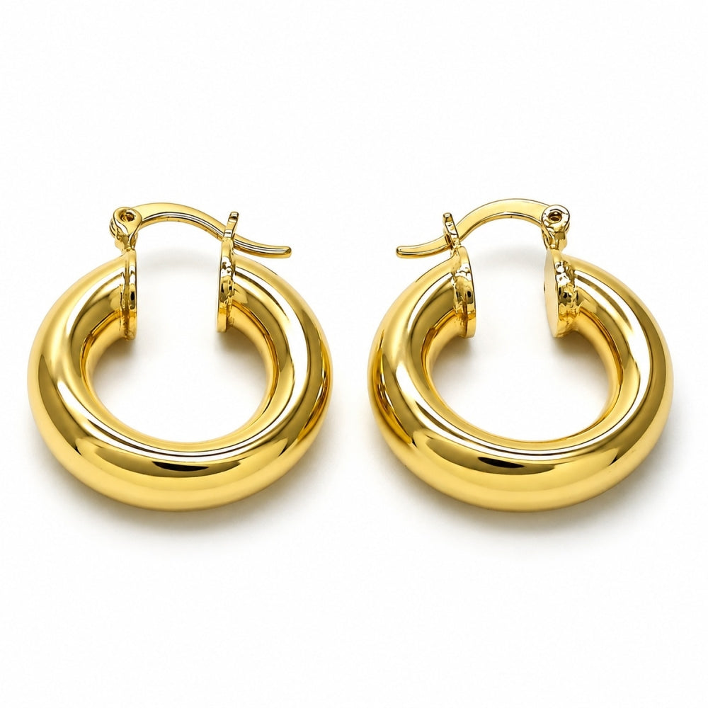 Oro Laminado Small Hoop, Gold Filled Style Hollow Design, Polished, Golden Finish