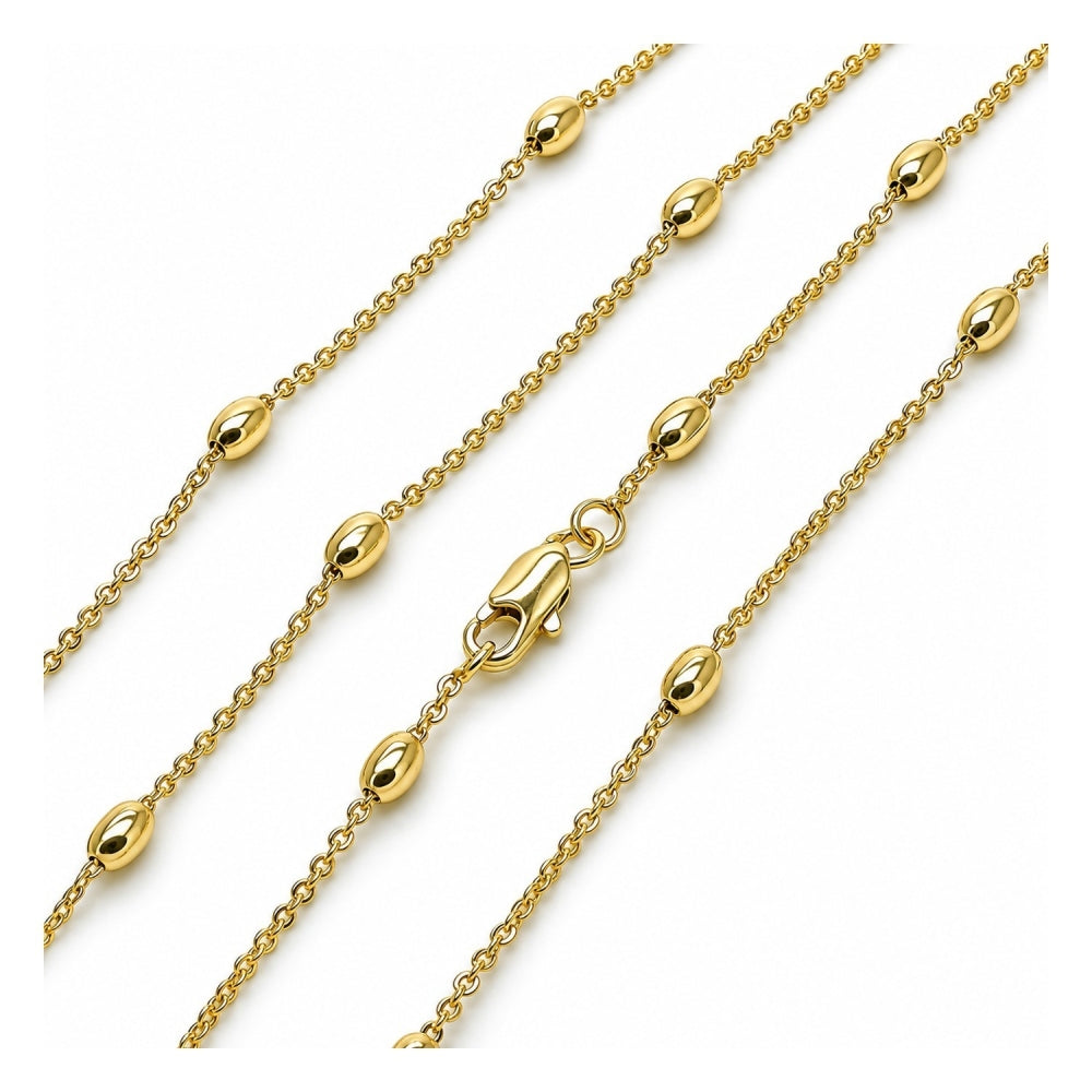 Oro Laminado Basic Necklace, Gold Filled Style Rolo and Ball Design, Polished, Golden Finish