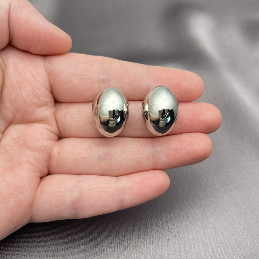 Rhodium Gold Filled Stud Earring, Ball and Hollow Design, Polished, Rhodium Finish