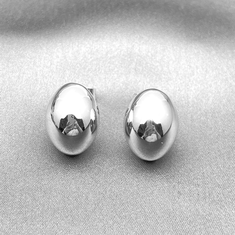 Rhodium Gold Filled Stud Earring, Ball and Hollow Design, Polished, Rhodium Finish