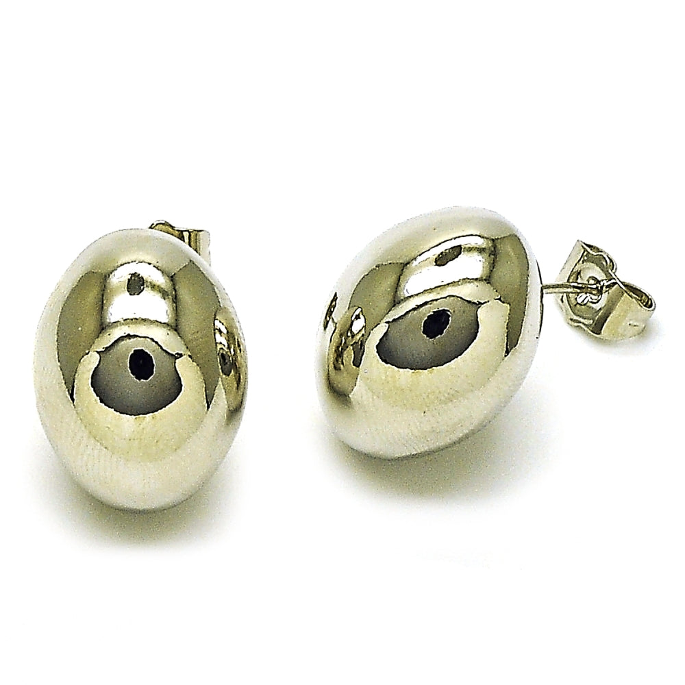 Rhodium Gold Filled Stud Earring, Ball and Hollow Design, Polished, Rhodium Finish