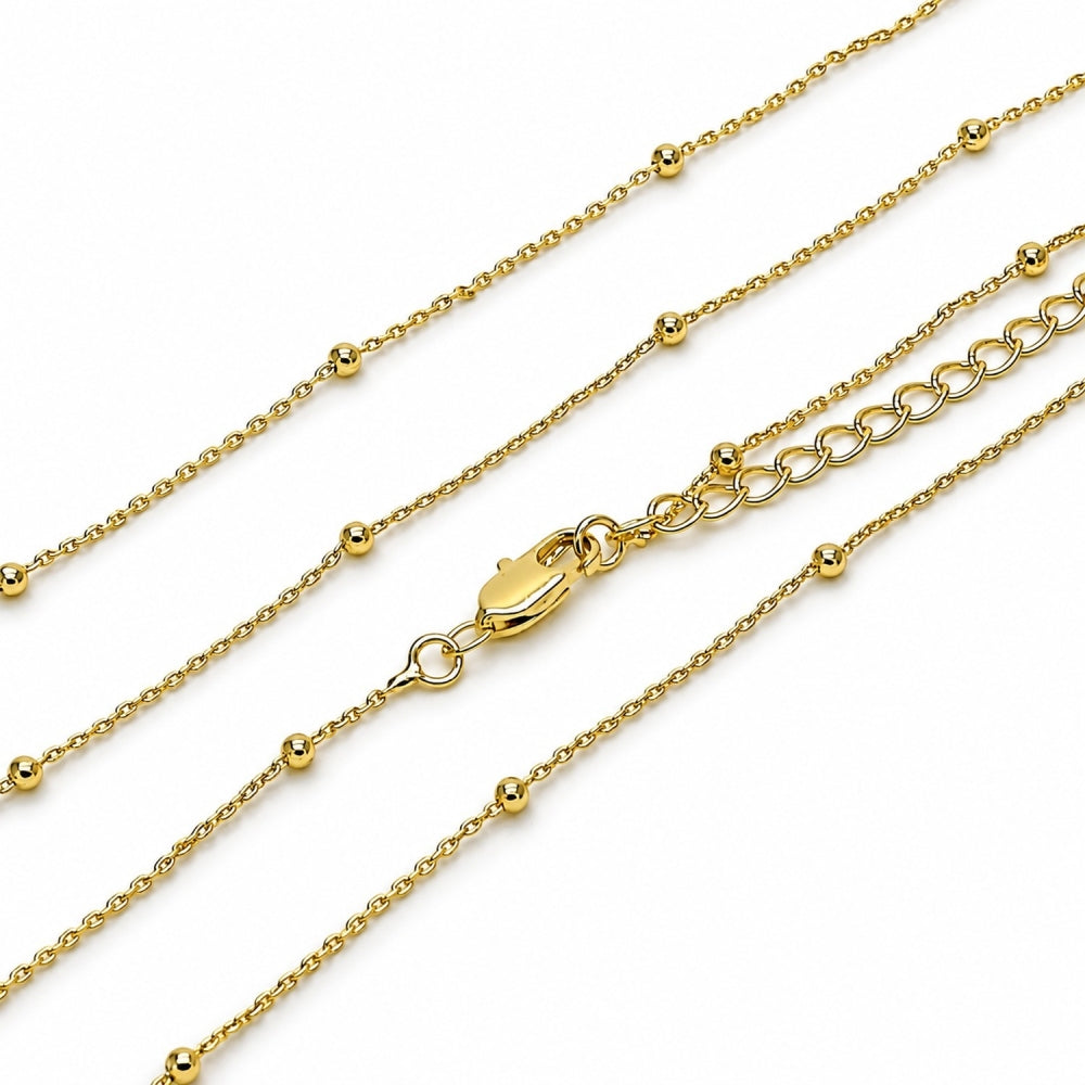 Oro Laminado Basic Necklace, Gold Filled Style Box and Ball Design, Polished, Golden Finish