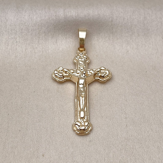 Oro Laminado Religious Pendant, Gold Filled Style Cross and Crucifix Design, Polished, Golden Finish