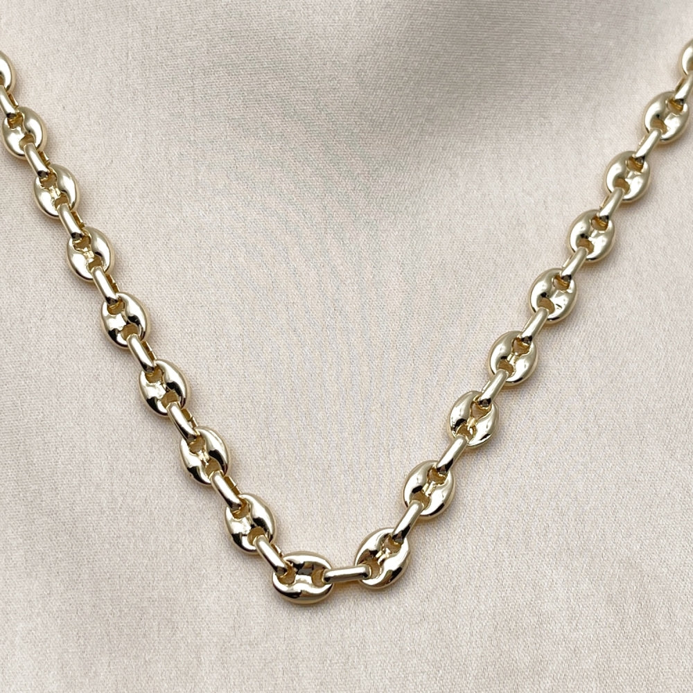 Oro Laminado Basic Necklace, Gold Filled Style Puff Mariner Design, Polished, Golden Finish