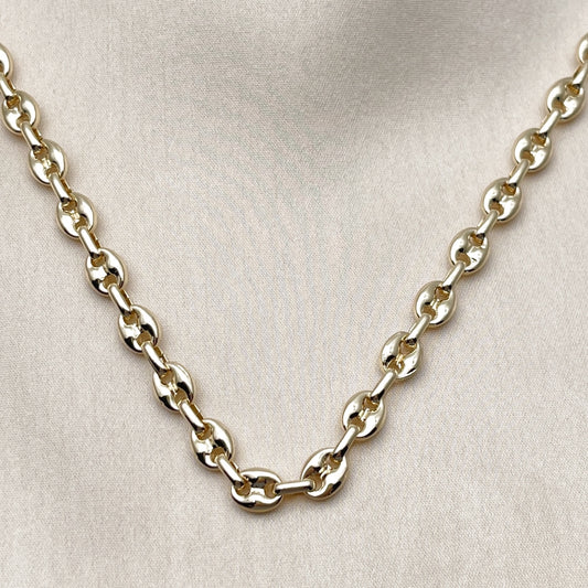 Oro Laminado Basic Necklace, Gold Filled Style Puff Mariner Design, Polished, Golden Finish
