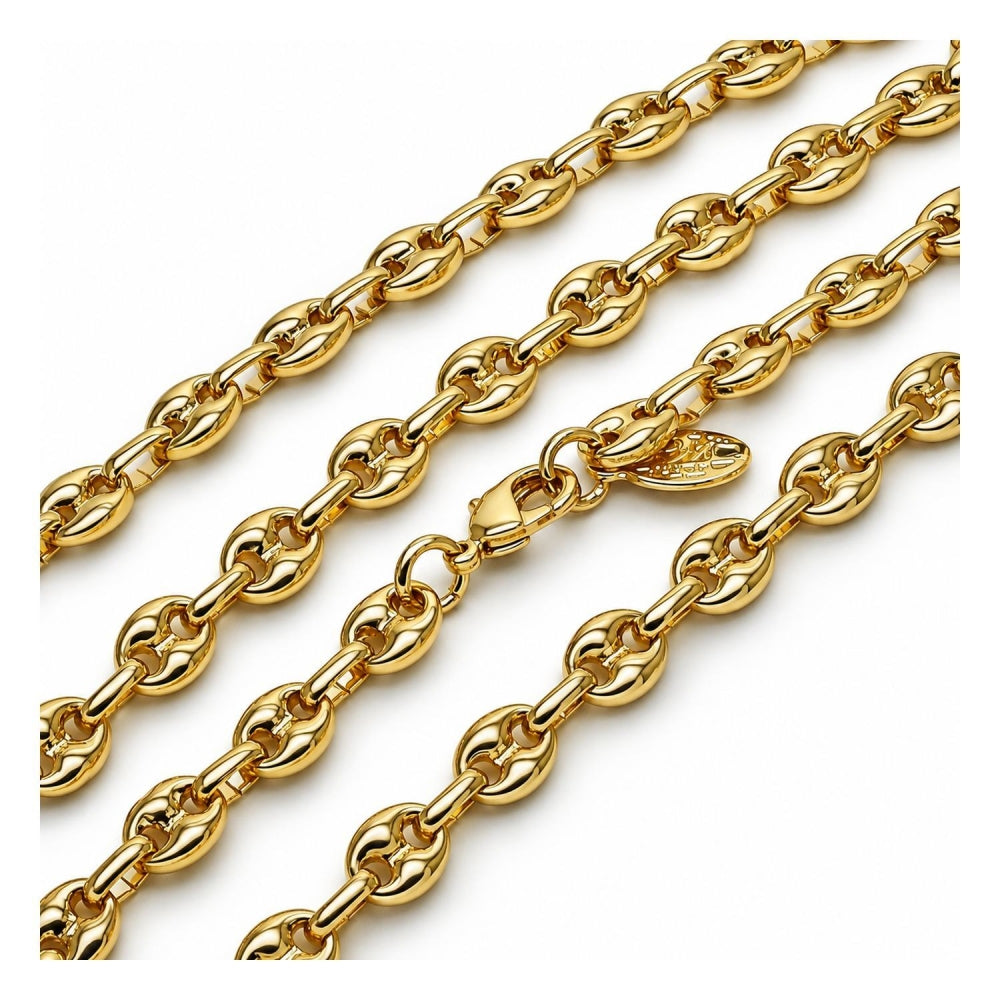 Oro Laminado Basic Necklace, Gold Filled Style Puff Mariner Design, Polished, Golden Finish