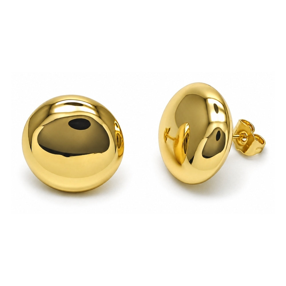 Oro Laminado Stud Earring, Gold Filled Style Hollow Design, Polished, Golden Finish