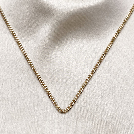 Oro Laminado Basic Necklace, Gold Filled Style Miami Cuban Design, Diamond Cutting Finish, Golden Finish