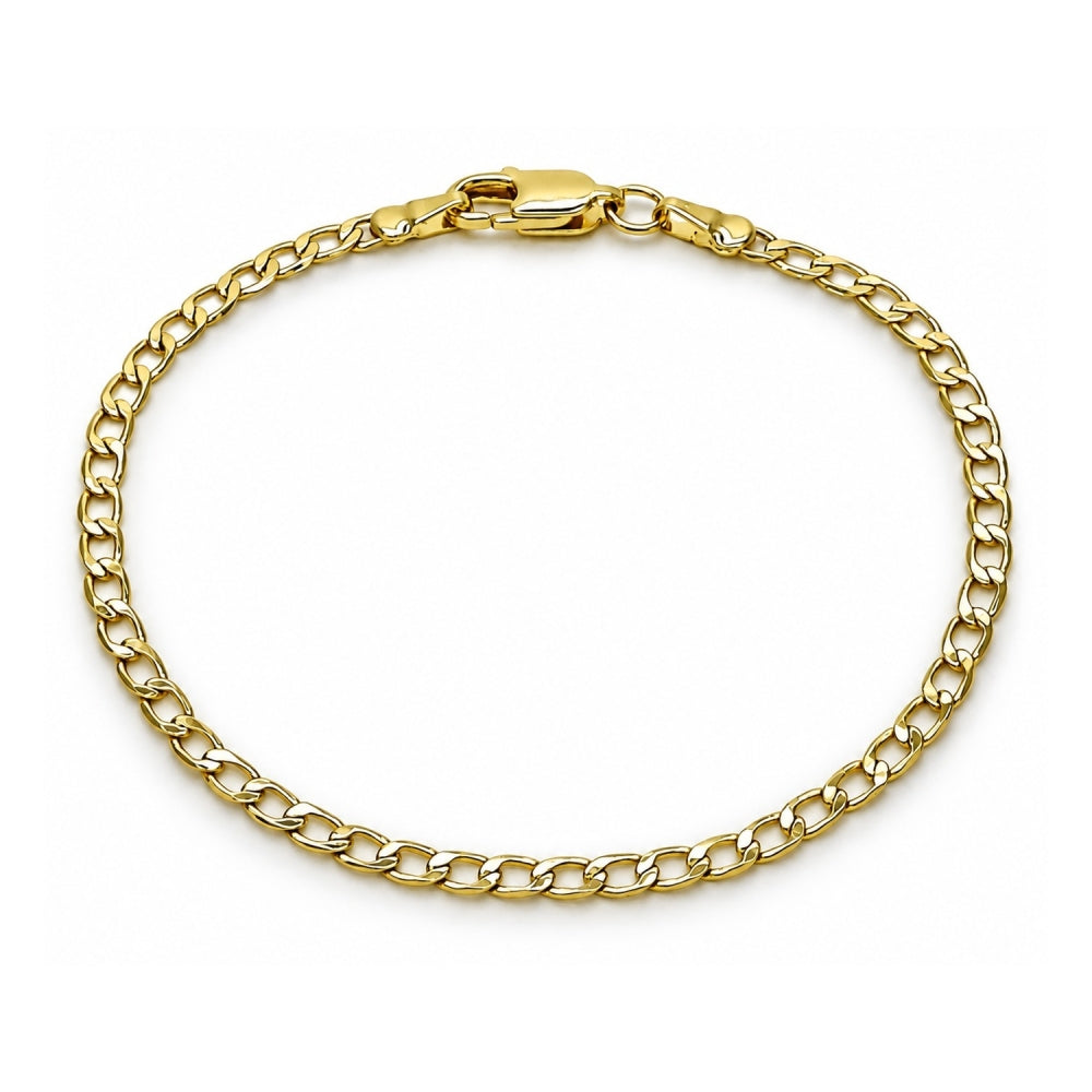 Oro Laminado Basic Bracelet, Gold Filled Style Curb Design, Diamond Cutting Finish, Golden Finish