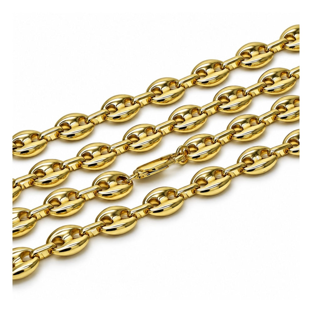 Oro Laminado Fancy Necklace, Gold Filled Style Puff Mariner Design, Polished, Golden Finish