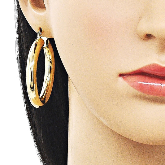Oro Laminado Medium Hoop, Gold Filled Style Hollow Design, Polished, Golden Finish