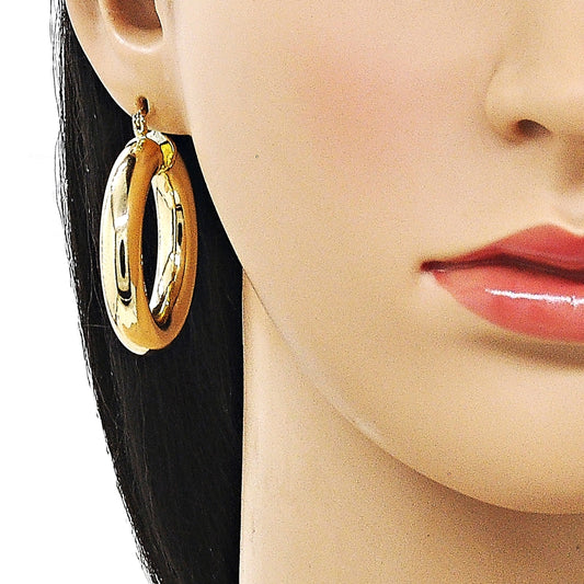 Oro Laminado Medium Hoop, Gold Filled Style Hollow Design, Polished, Golden Finish