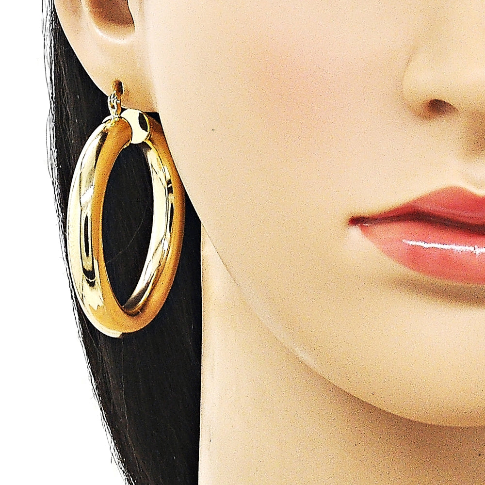Oro Laminado Large Hoop, Gold Filled Style Hollow Design, Polished, Golden Finish