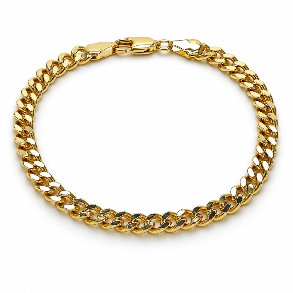 Oro Laminado Basic Bracelet, Gold Filled Style Miami Cuban Design, Polished, Golden Finish