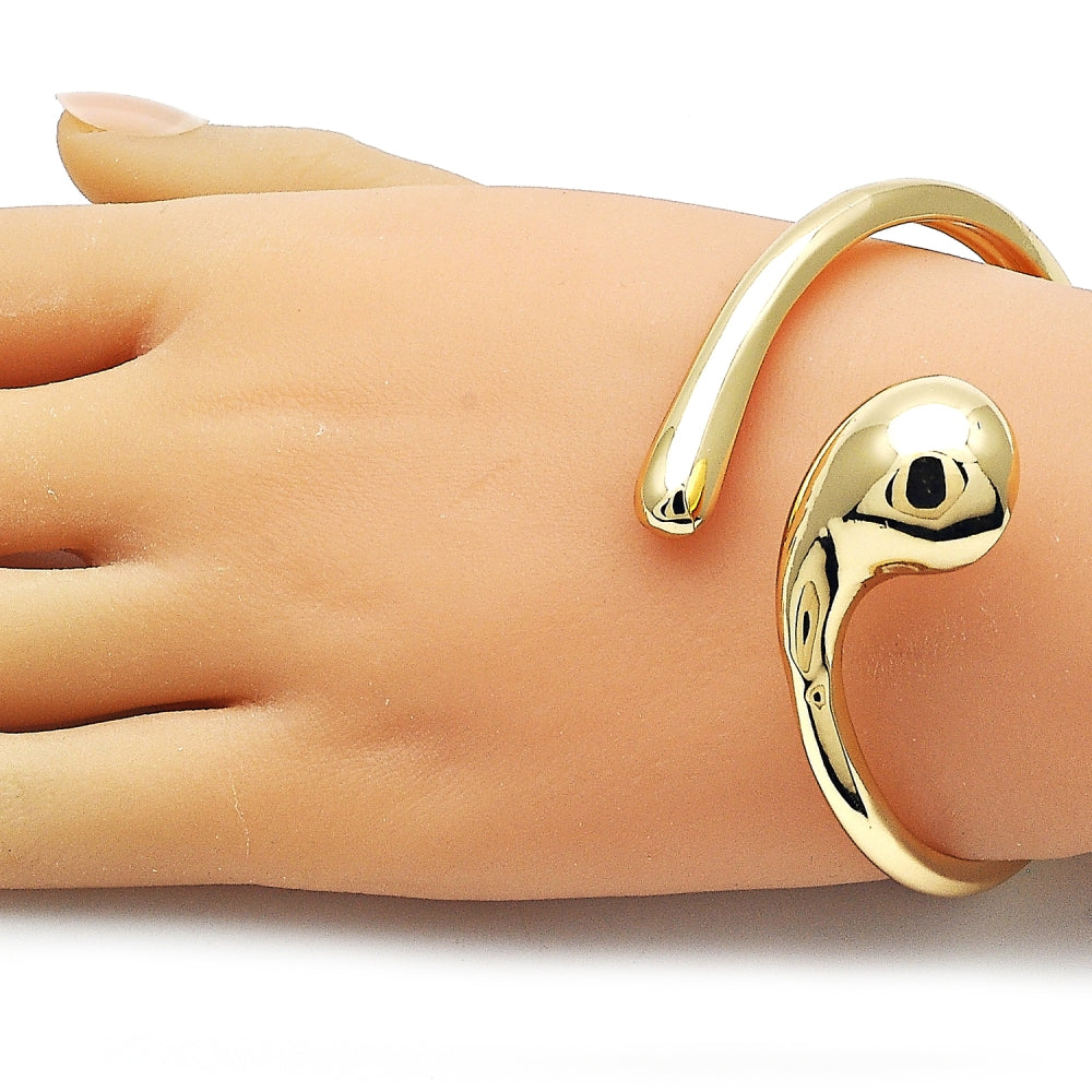 Oro Laminado Individual Bangle, Gold Filled Style Teardrop Design, Polished, Golden Finish
