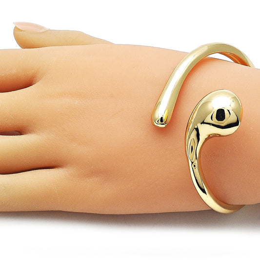 Oro Laminado Individual Bangle, Gold Filled Style Teardrop Design, Polished, Golden Finish