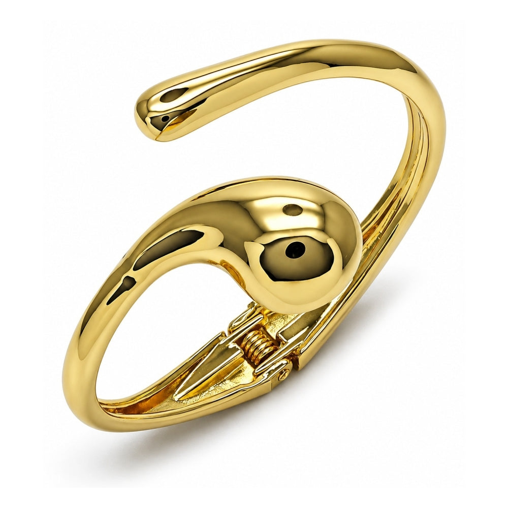 Oro Laminado Individual Bangle, Gold Filled Style Teardrop Design, Polished, Golden Finish